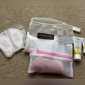 Momcozy wearable pads and medele nipple cream